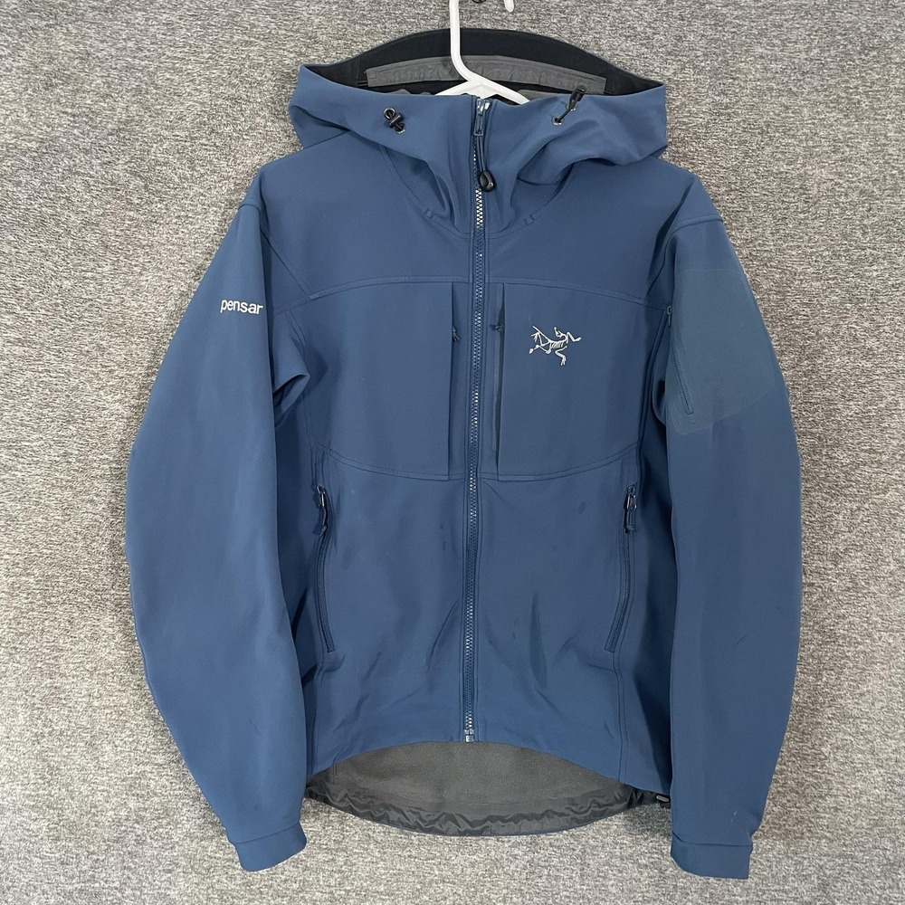 Arc'teryx Gamma MX Hoody Jacket Mens XS Blue Softshell Hooded Hiking Shell